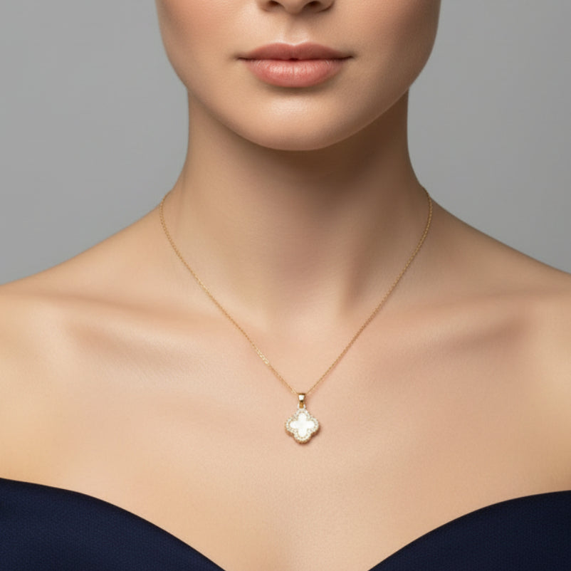 Clover Stone Pendant Necklace