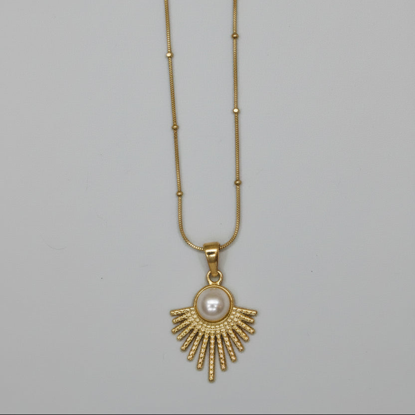 Pearl Sunburst Pendant Necklace
