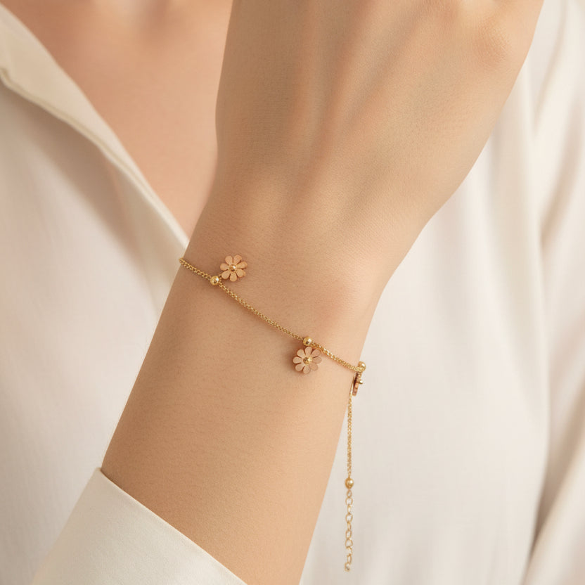 Floral Charm Drop Bracelet