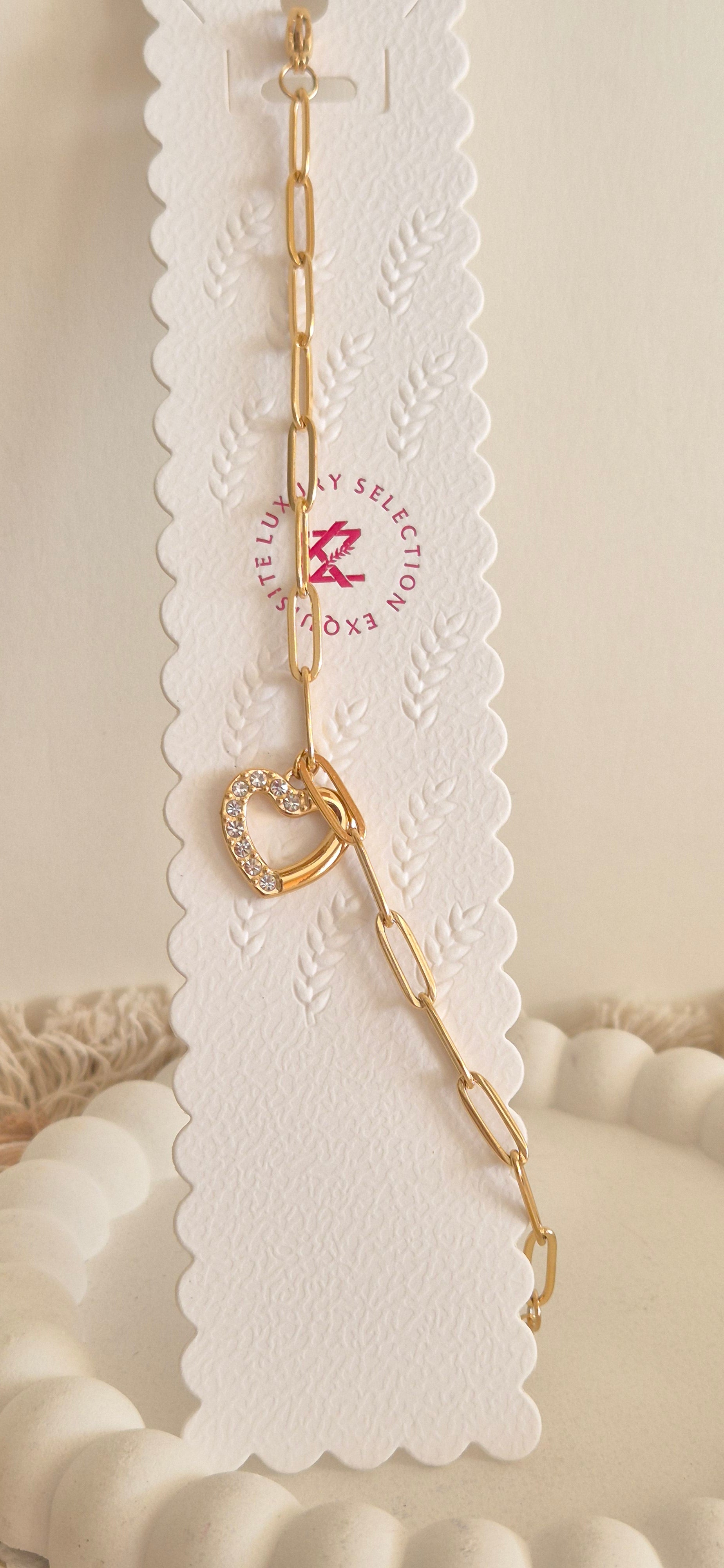 Crystal Heart Link Bracelet