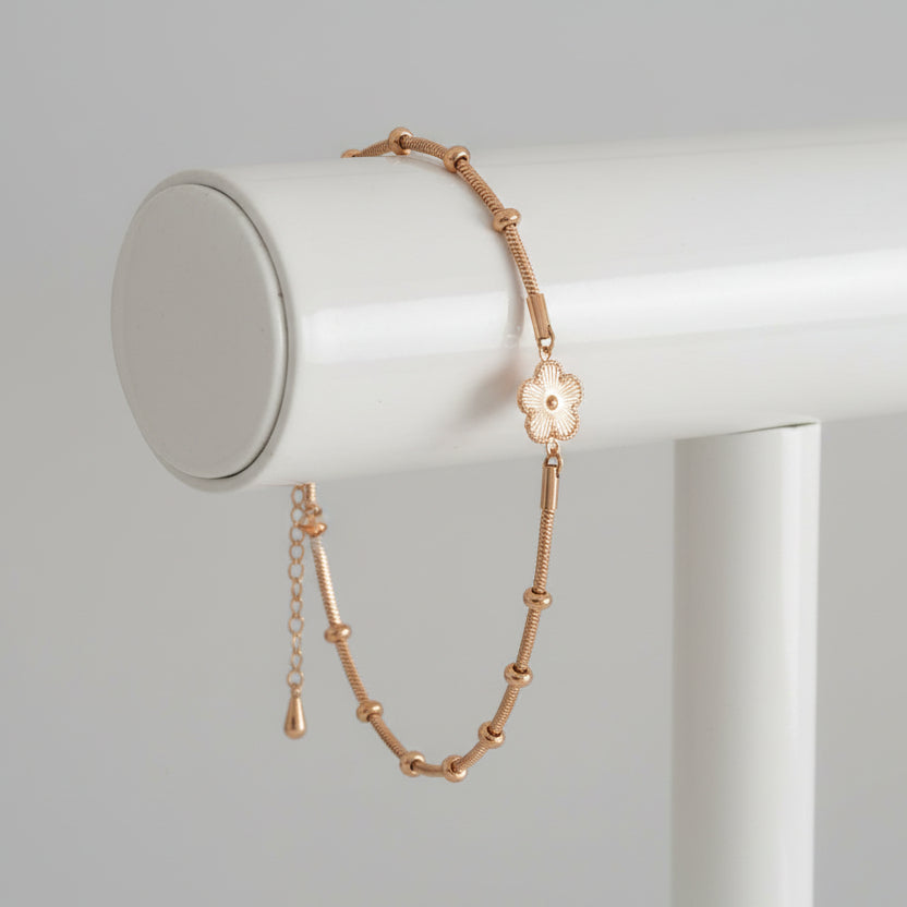 Rose Gold Floral Slider Bracelet