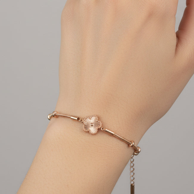 Rose Gold Floral Slider Bracelet
