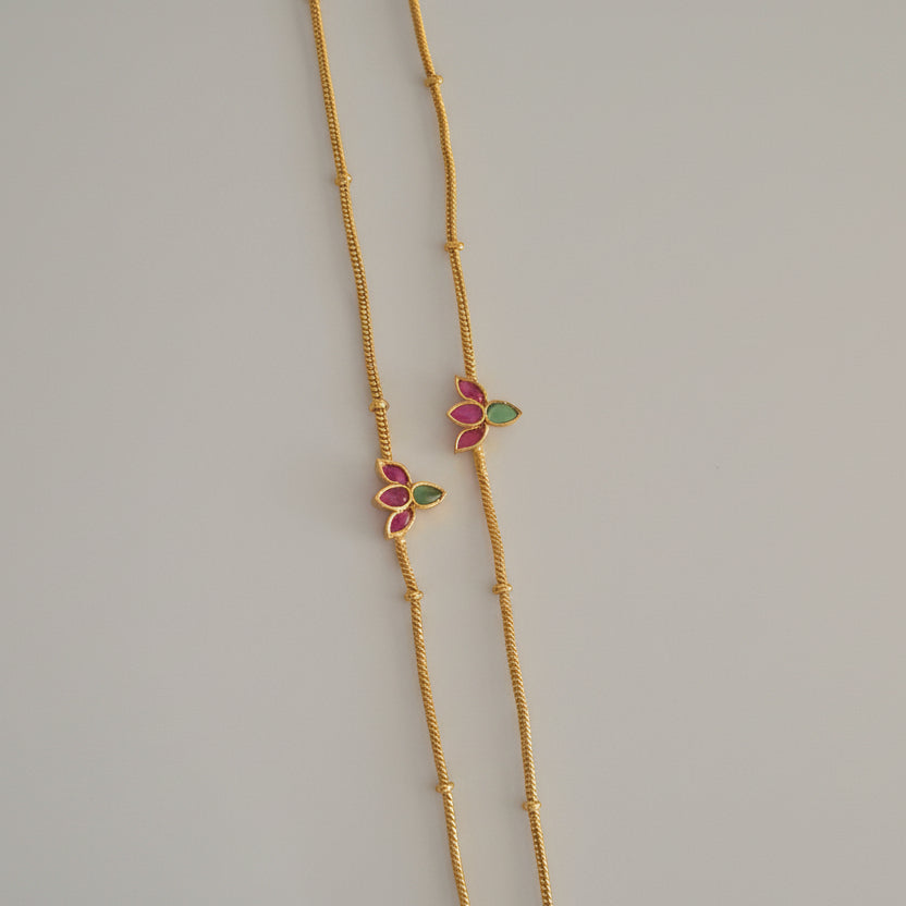 Dual Floral Motif Anklet