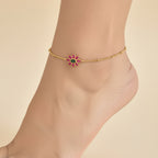 Pink Floral Medallion Anklet