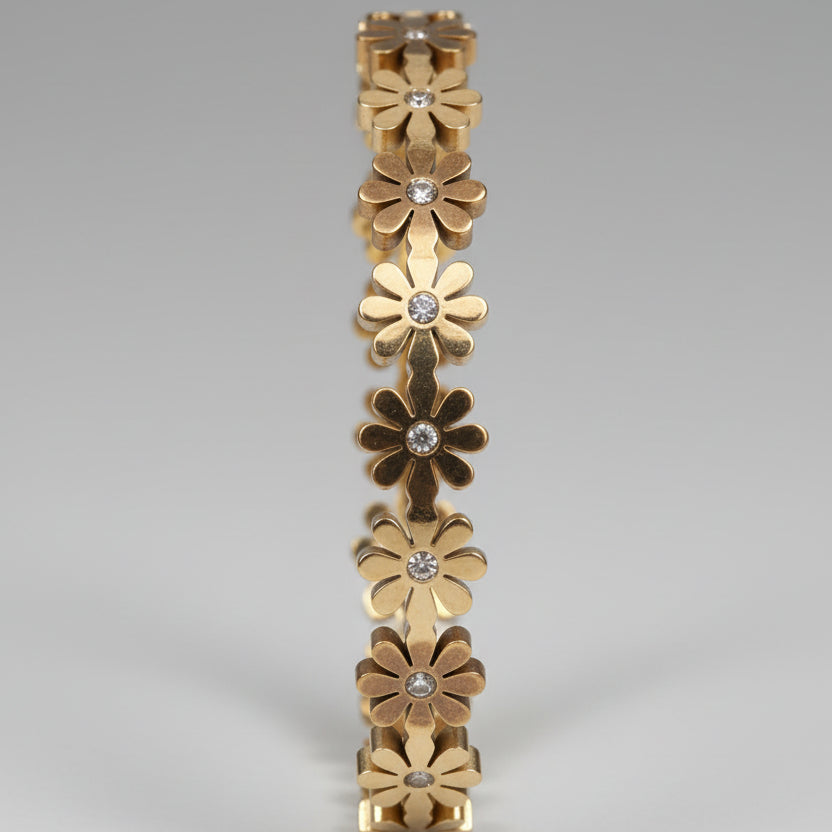 Floral Crystal Link Bracelet