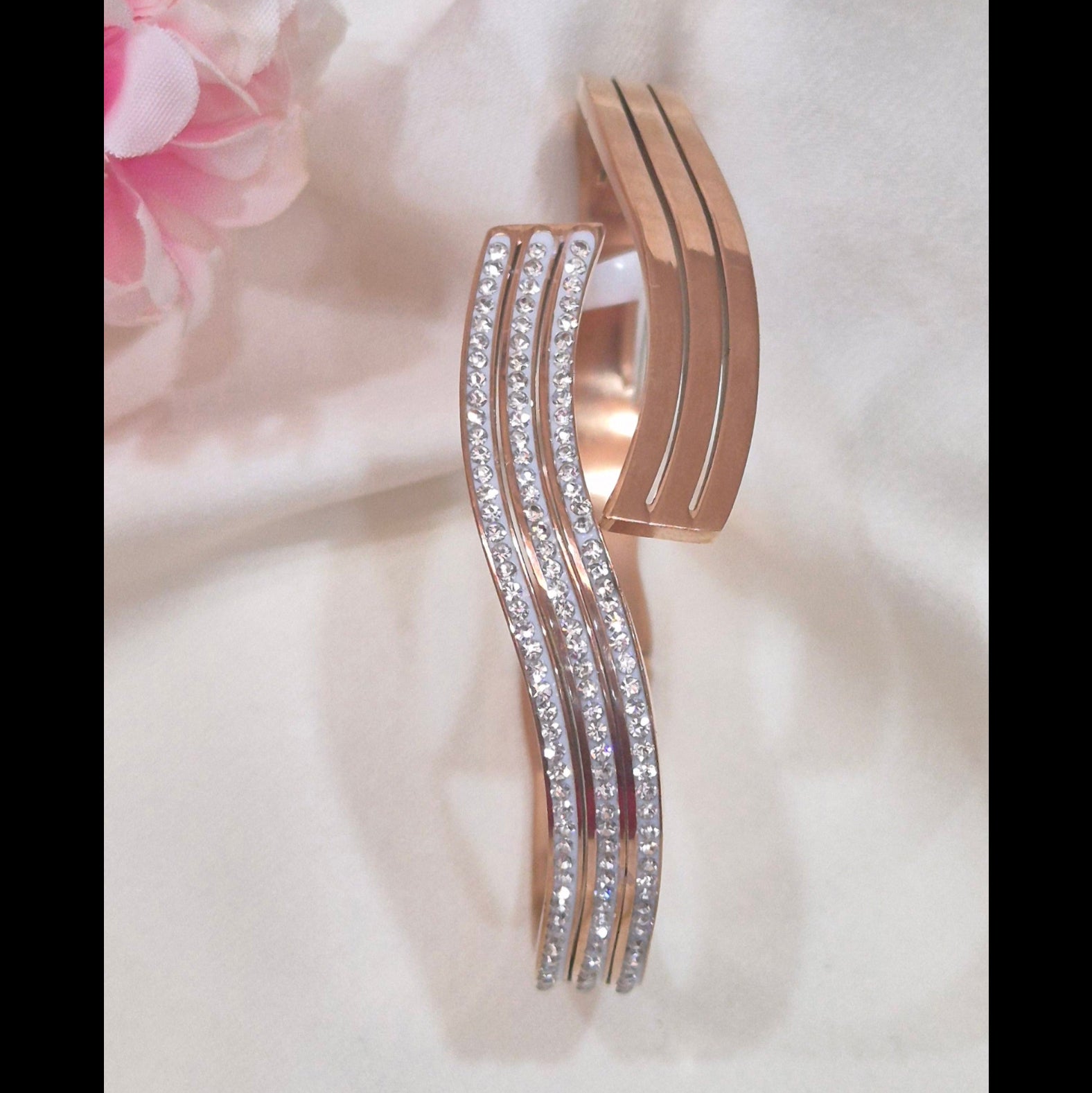 Triple Wave Crystal Bangle