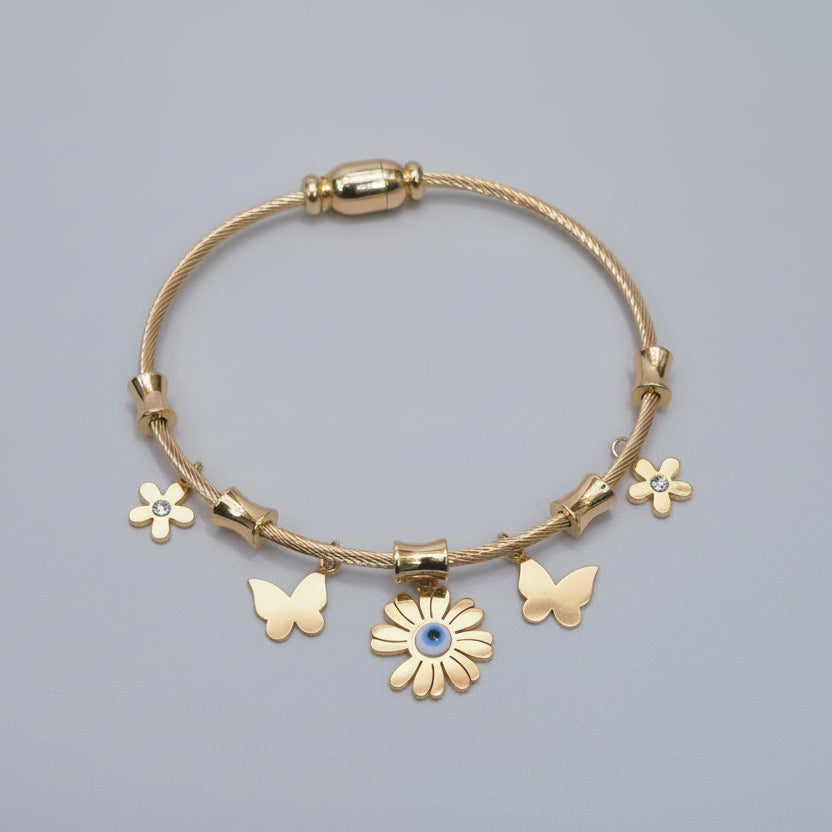 Butterfly & Floral Charm Bracelet