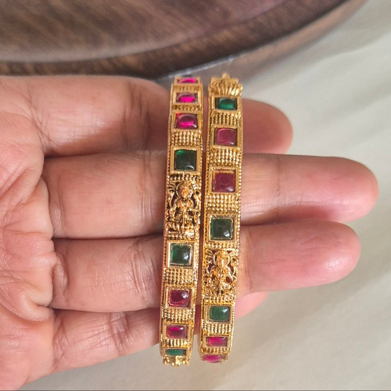 Temple Ruby-Emerald Bangles