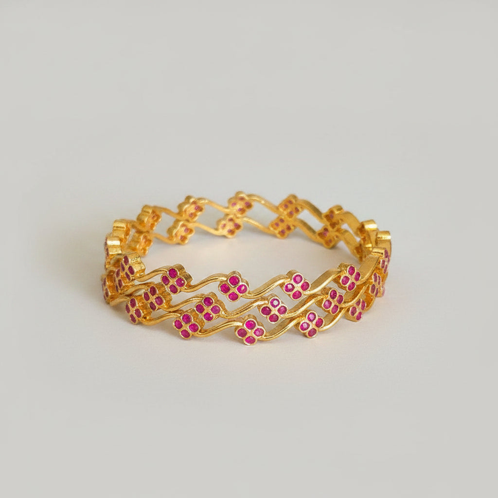 Ruby Blossom Heritage Bangles