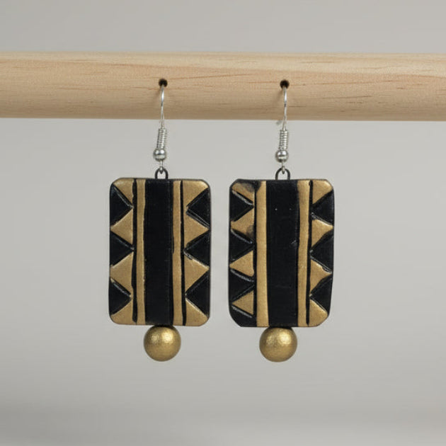 Geometric Black & Gold Earrings