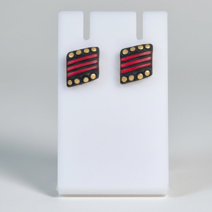 Black and  Red Stud Earrings