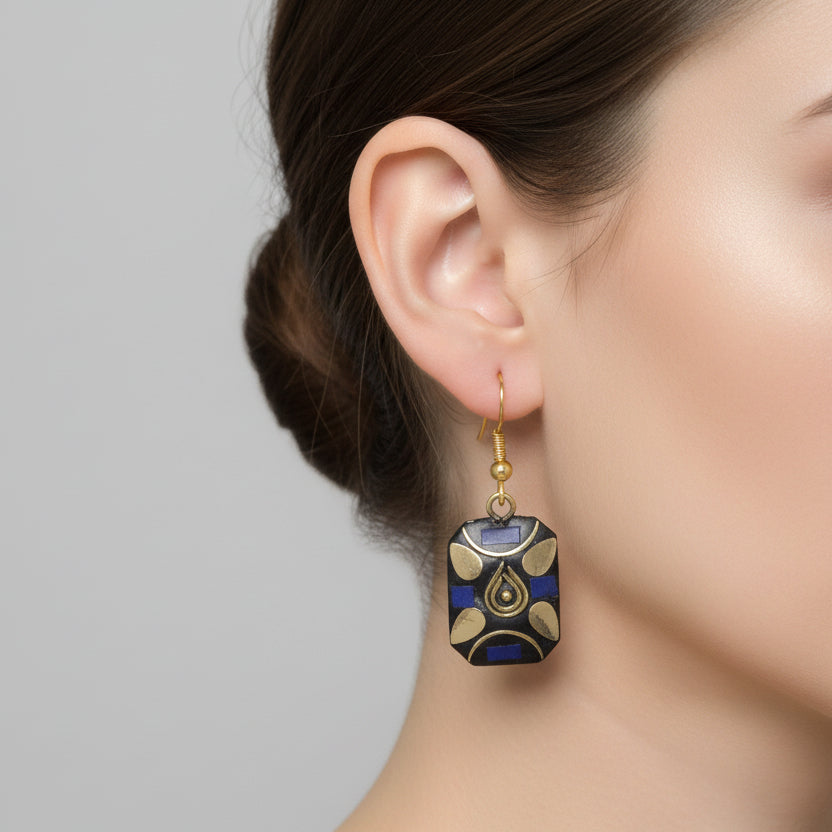 Classic Stone Square Earrings