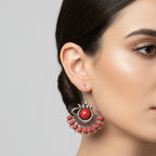 Red Statement Tribal Earrings