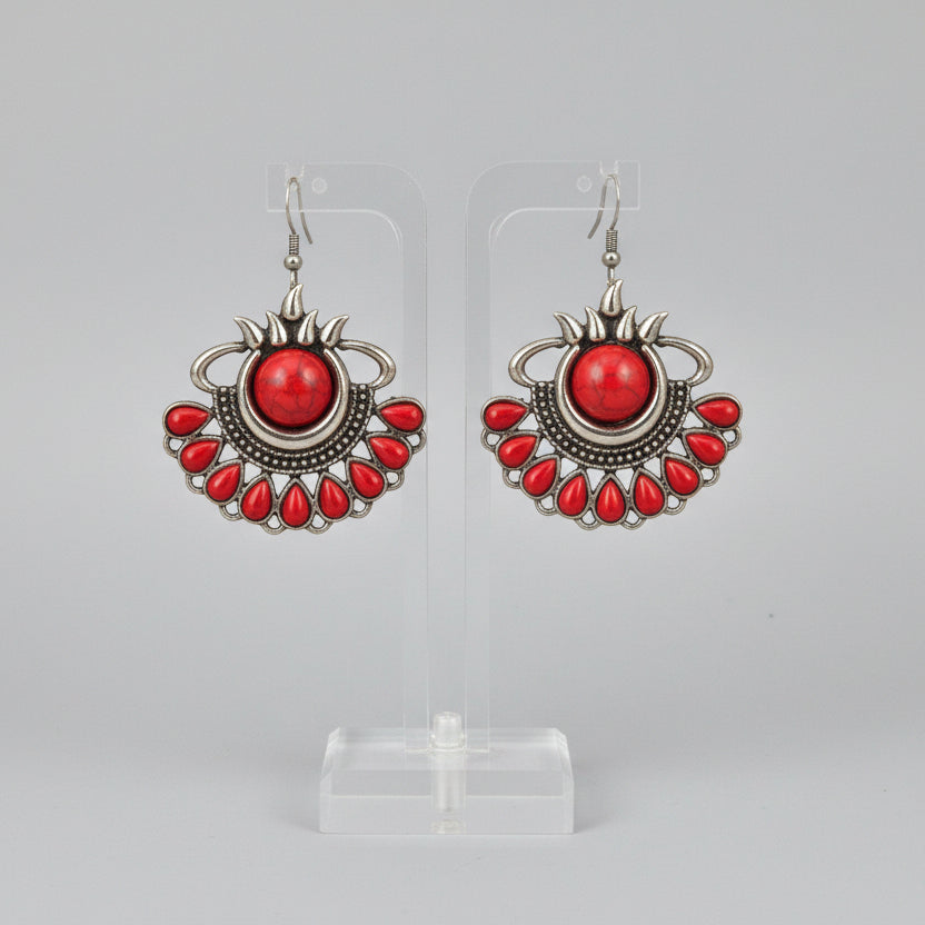 Red Statement Tribal Earrings