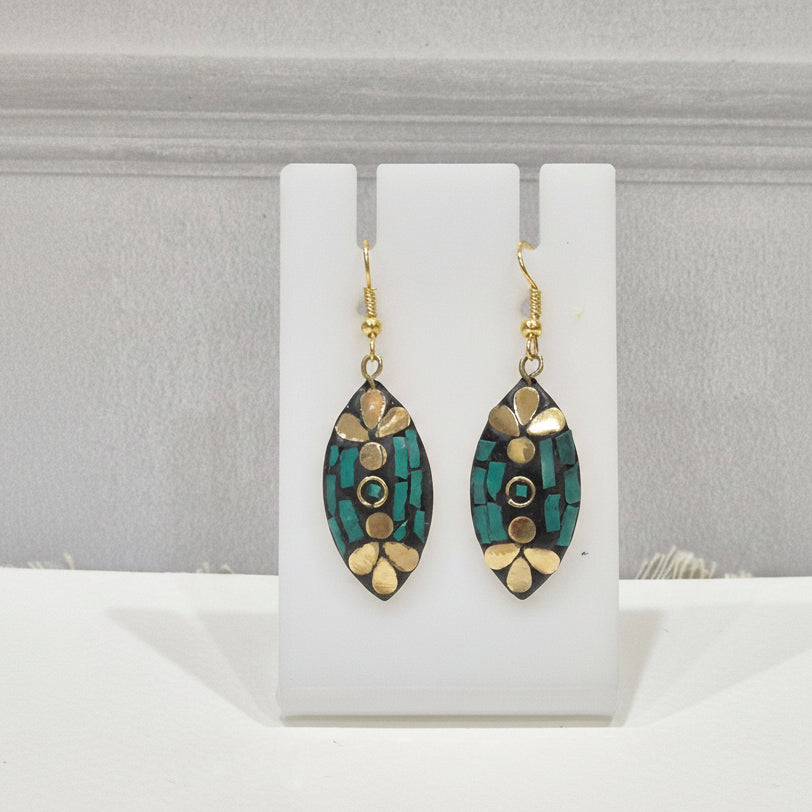 Turquoise Floral Leaf Earrings
