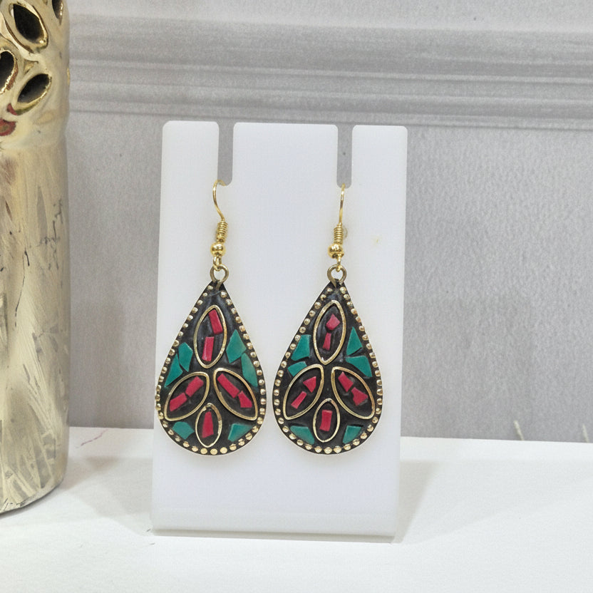 Boho Teardrop Mosaic Earrings