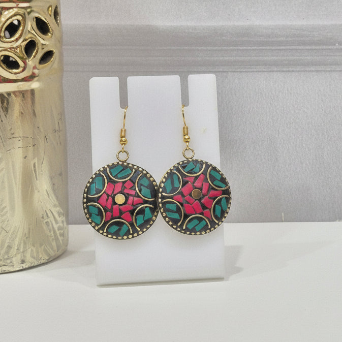 Round Mosaic Statement Earrings