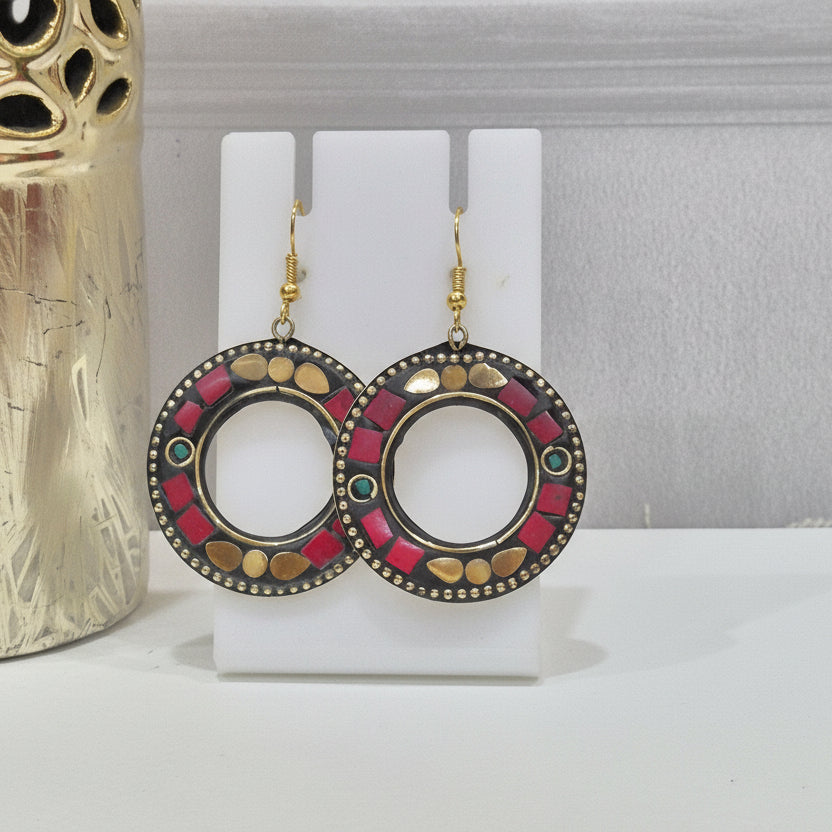 Dual Tone Circle Earrings
