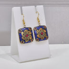 Royal Blue Floral Mosaic Earrings