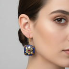 Royal Blue Floral Mosaic Earrings