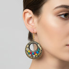 Dual Tone Circle Earrings