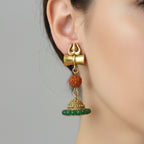 Trishul Rudraksha Green Jhumka