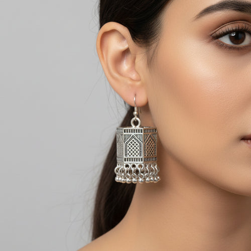 Antique Silver Temple Jhumka