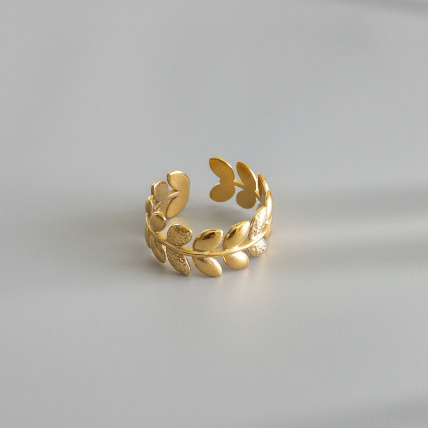 Golden Leaf Wrap Adjustable Ring