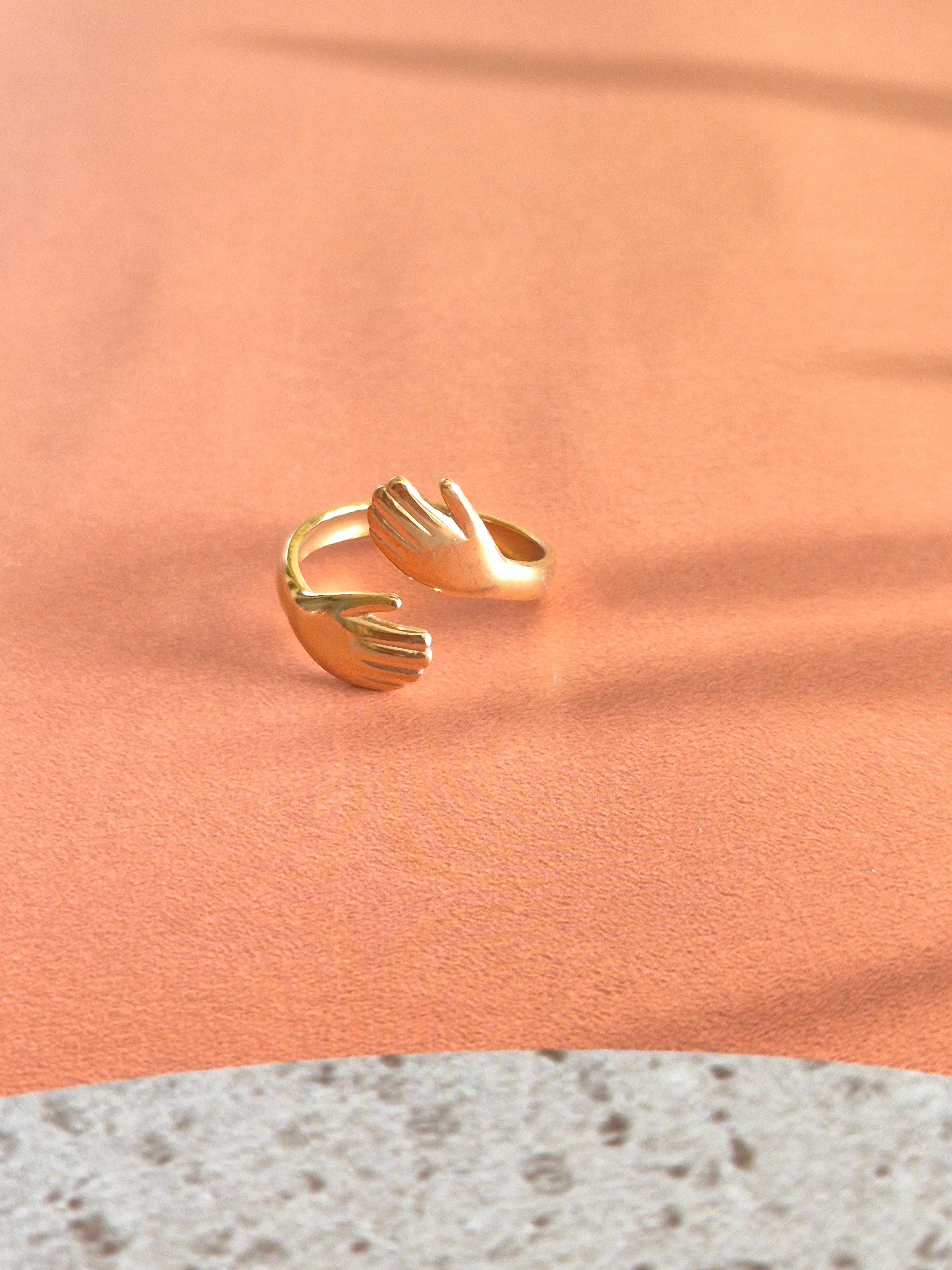 Minimal Hug Hands Adjustable Ring