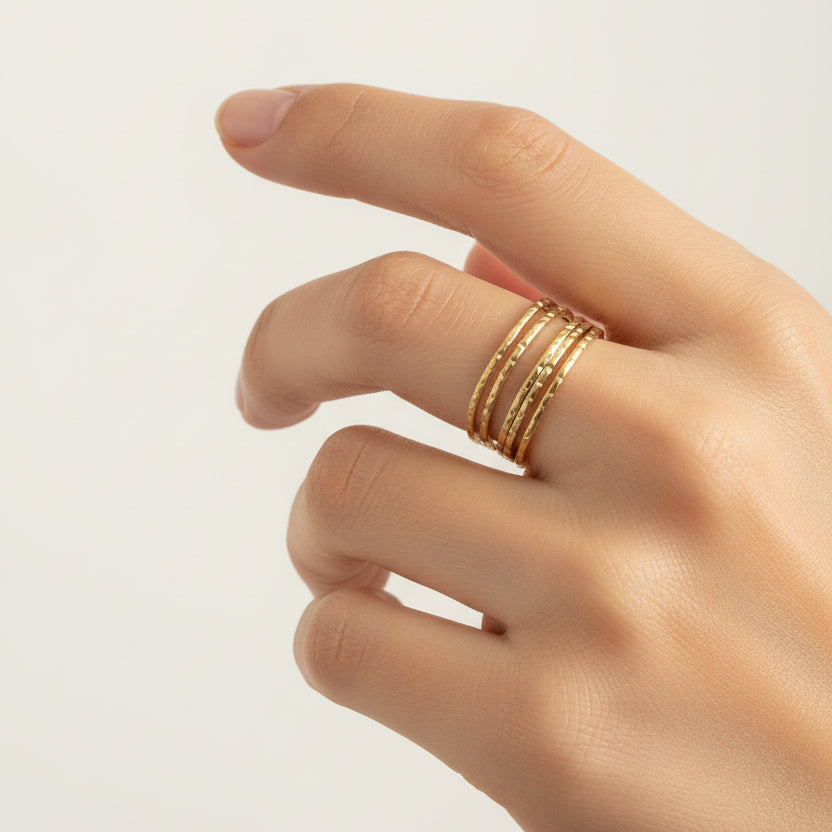Multi-Line Textured Stack Ring