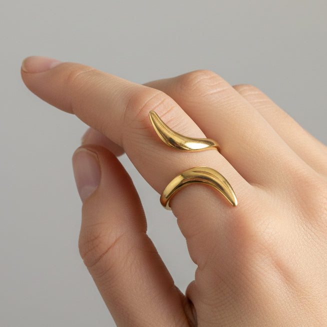 Sleek Dual Curve Open Ring