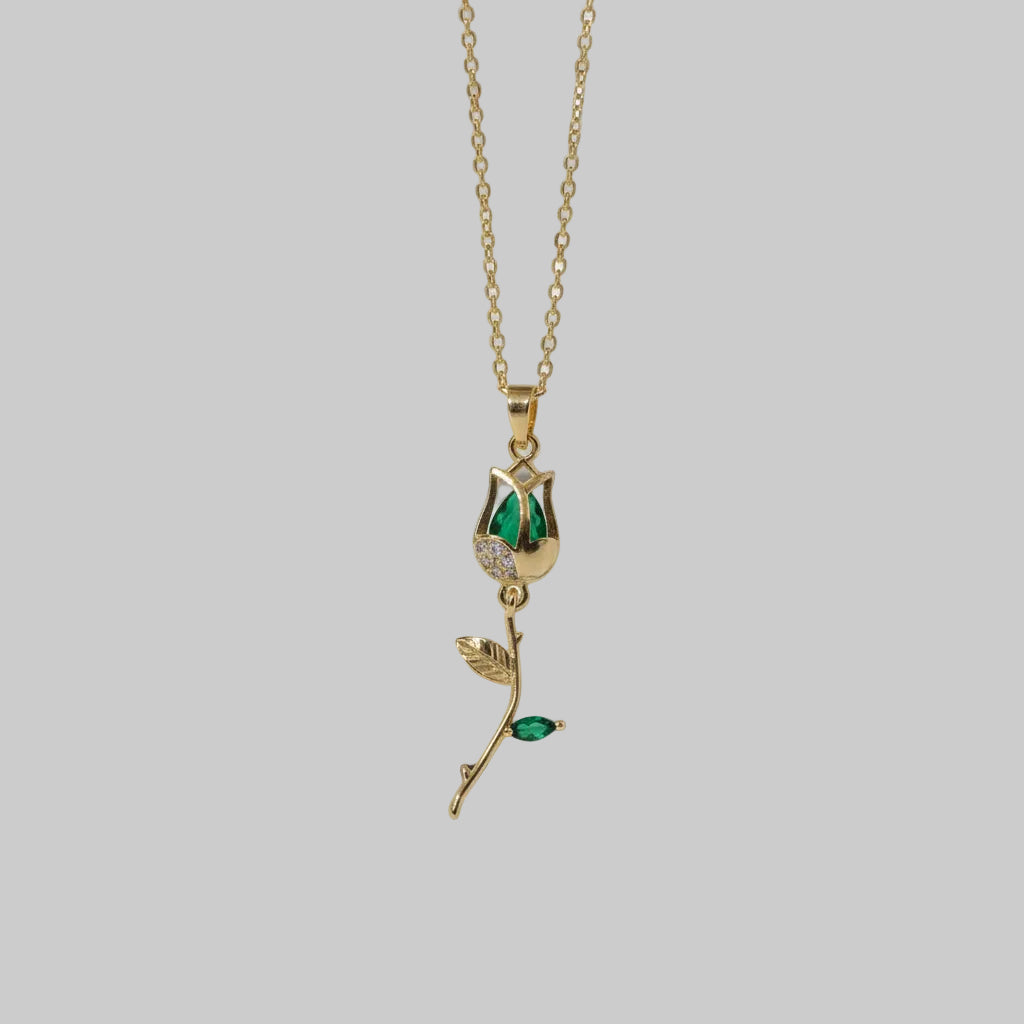 Golden Rose Pendant Necklace