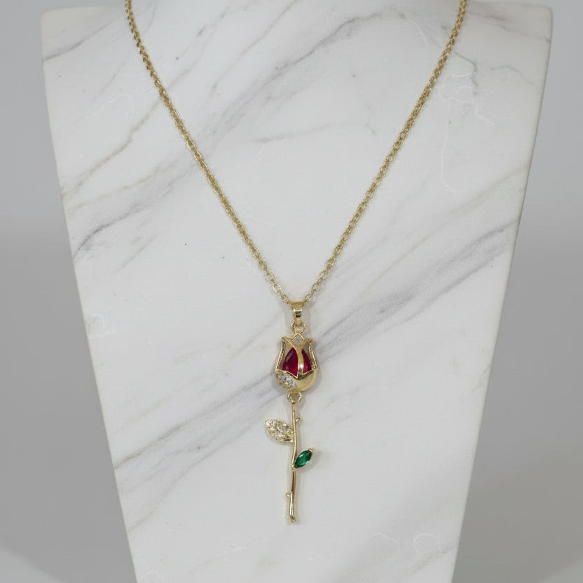 Golden Rose Pendant Necklace