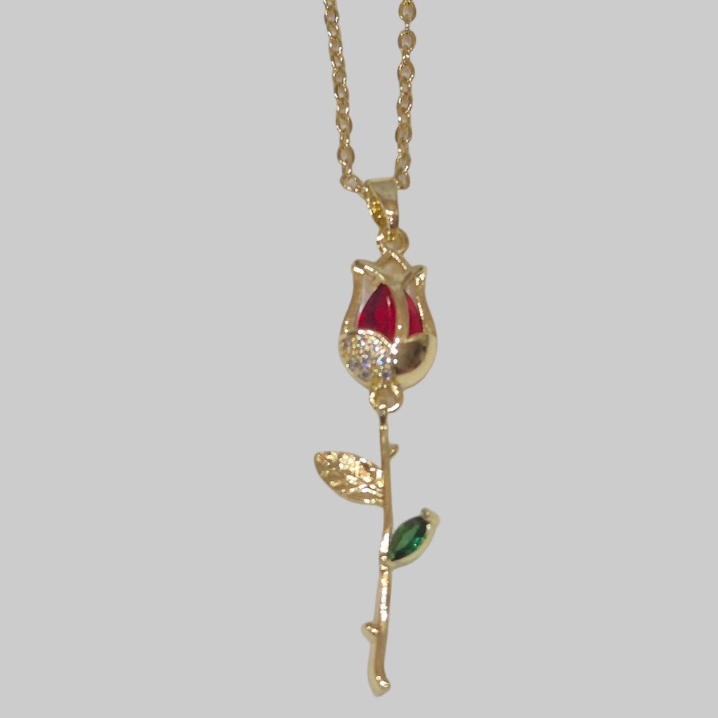 Golden Rose Pendant Necklace