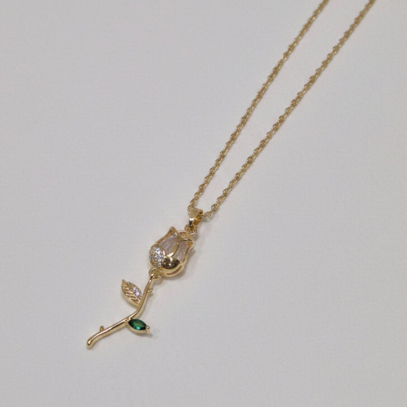 Golden Rose Pendant Necklace