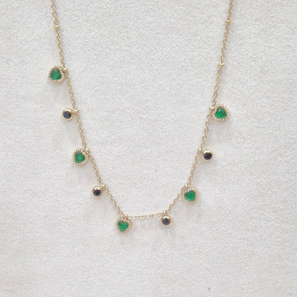 Emerald Hearts Anti-Tarnish Necklace