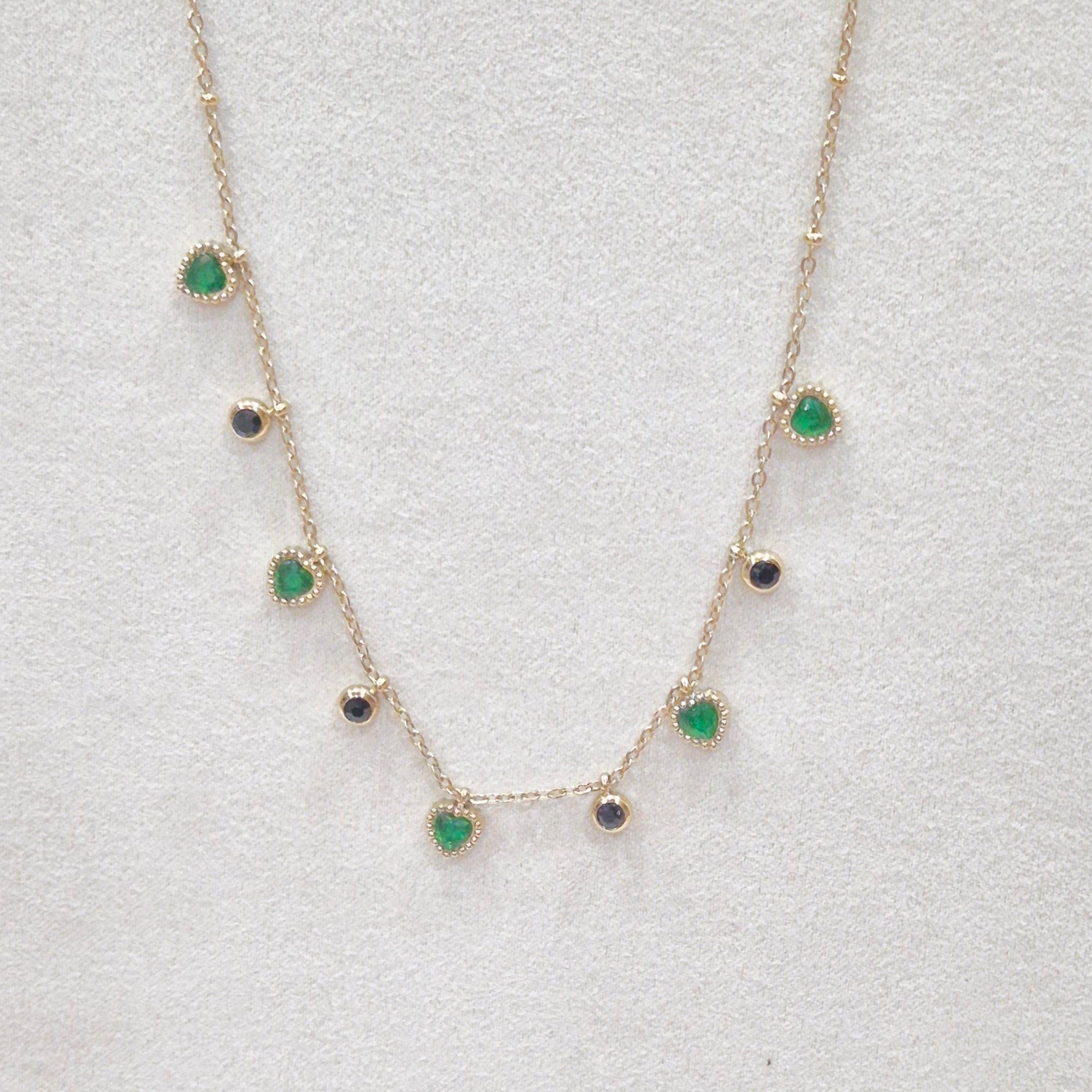 Emerald Hearts Anti-Tarnish Necklace