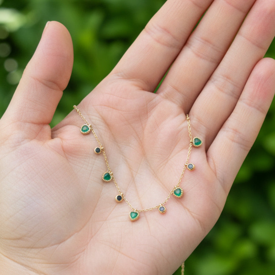 Emerald Hearts Anti-Tarnish Necklace