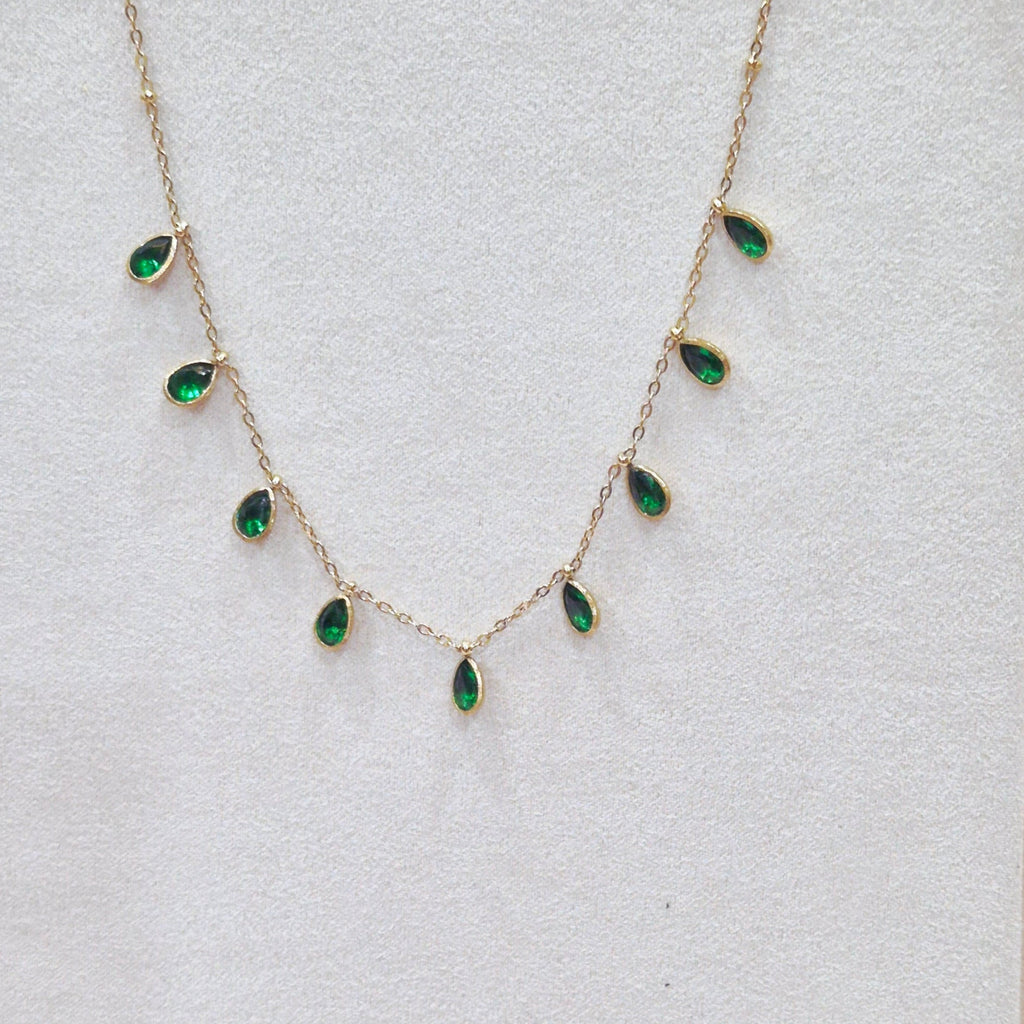 Emerald Dewdrop Anti-Tarnish Necklace