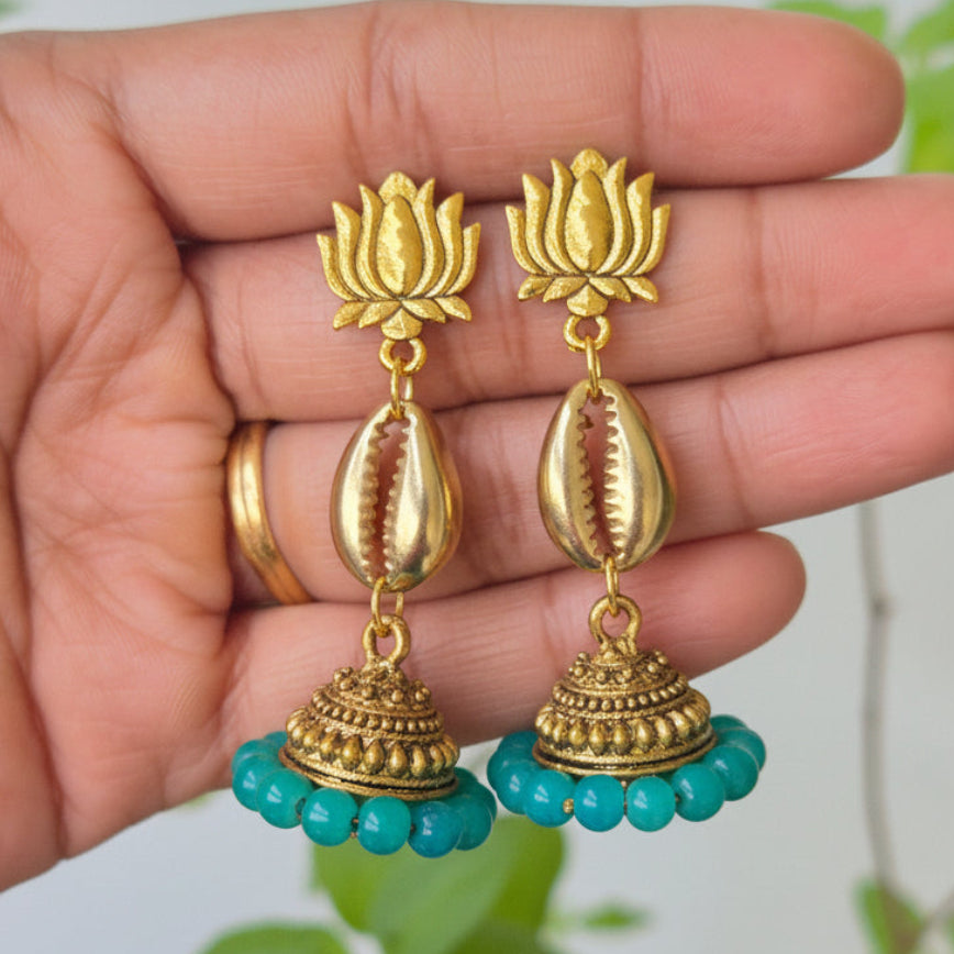 Lotus Shell Jhumka Earrings