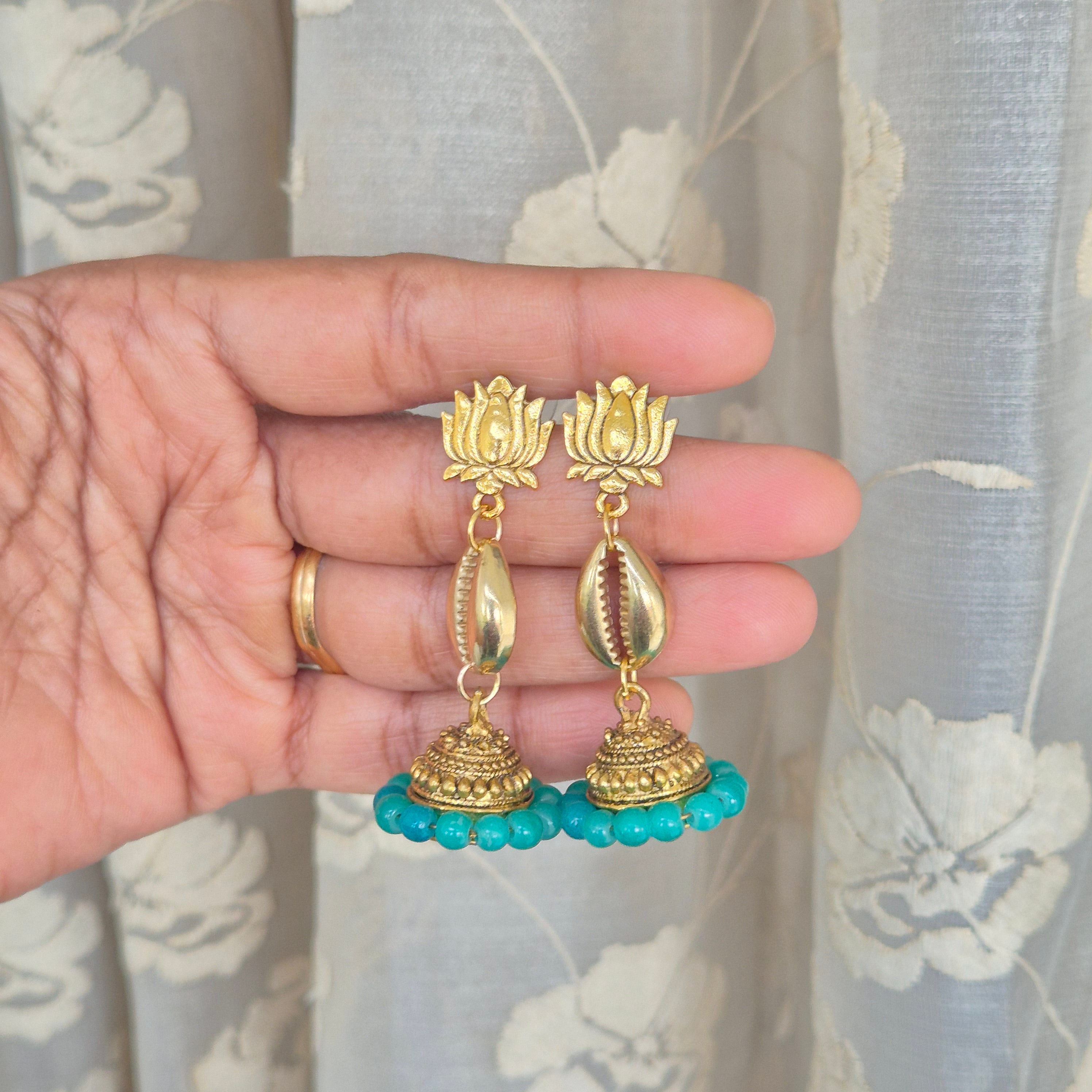 Lotus Shell Jhumka Earrings