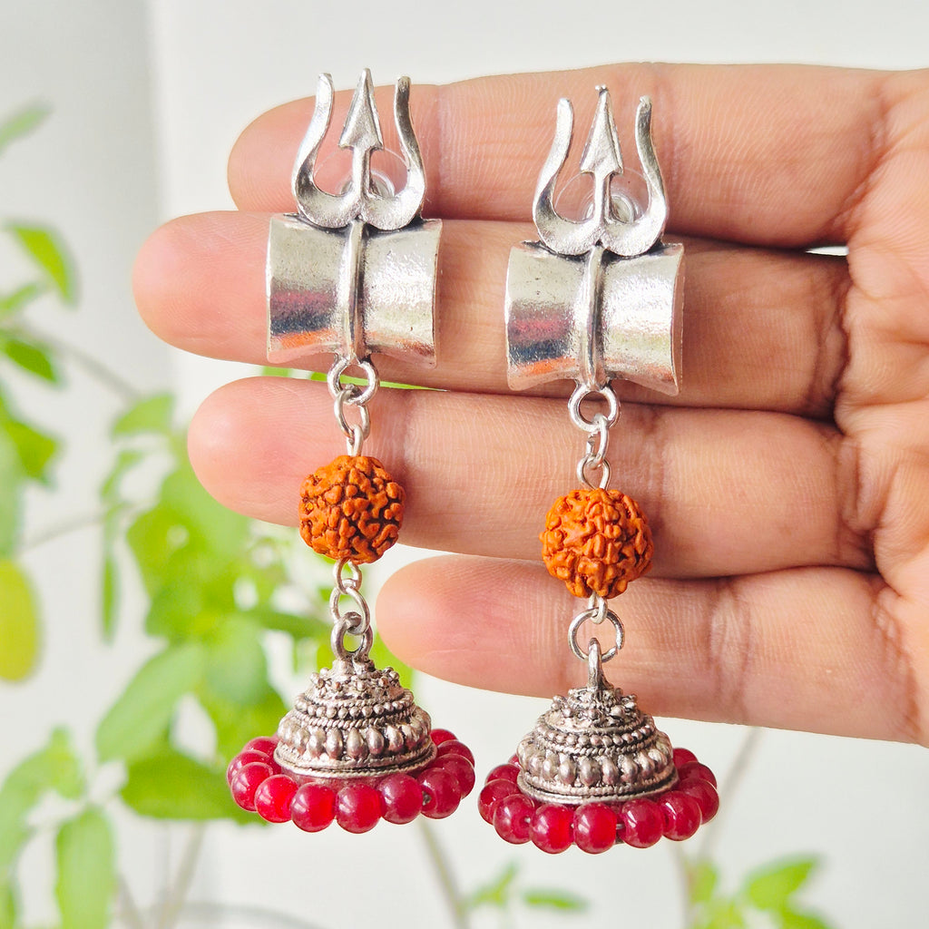 Trishul Rudraksha Jhumka Earrings