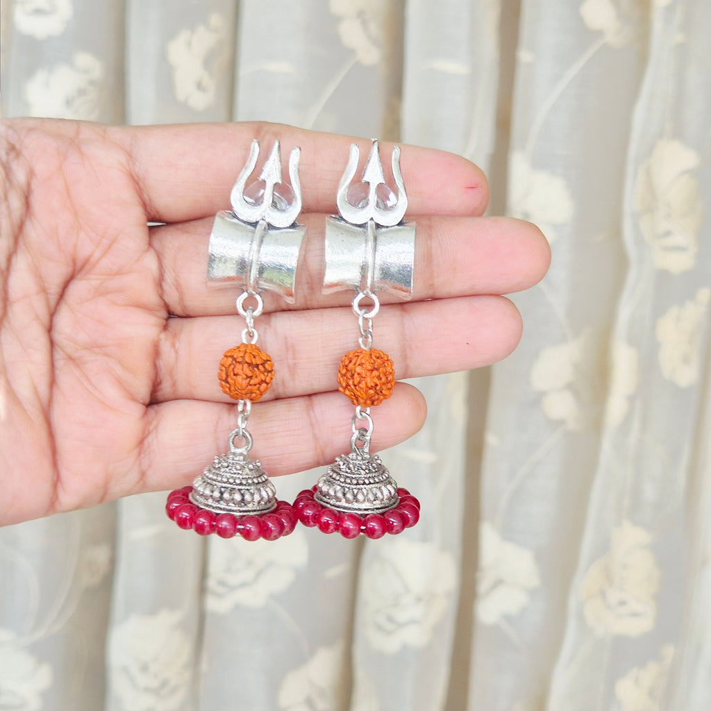 Trishul Rudraksha Jhumka Earrings