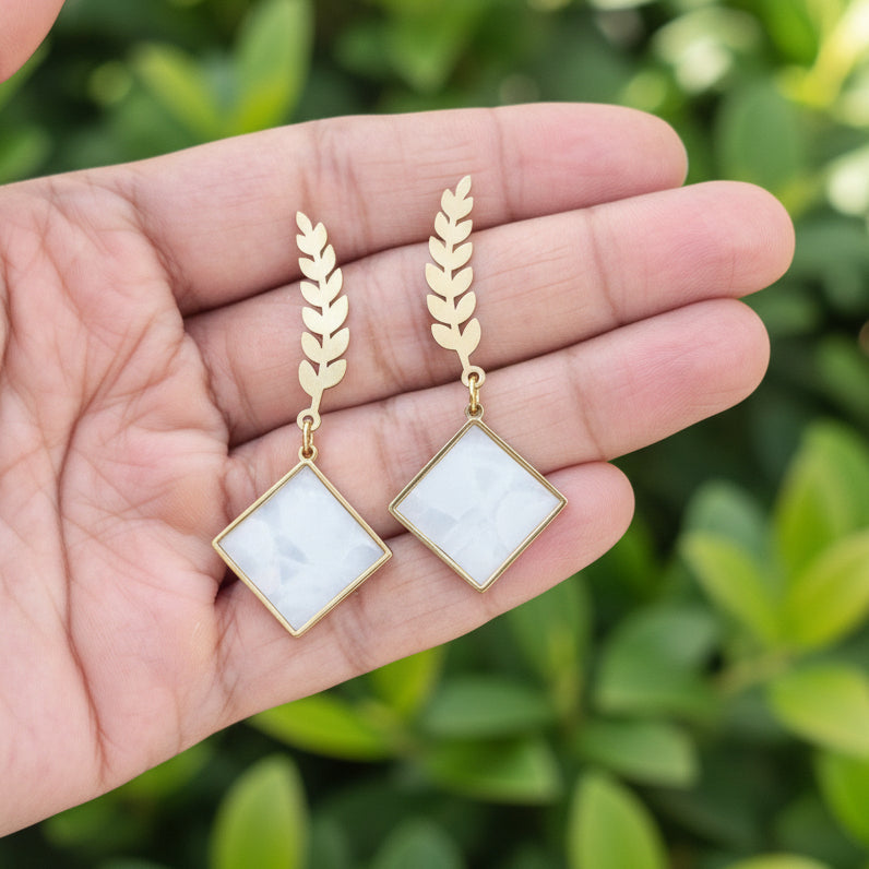 Ivory Leaf Drop Earrings