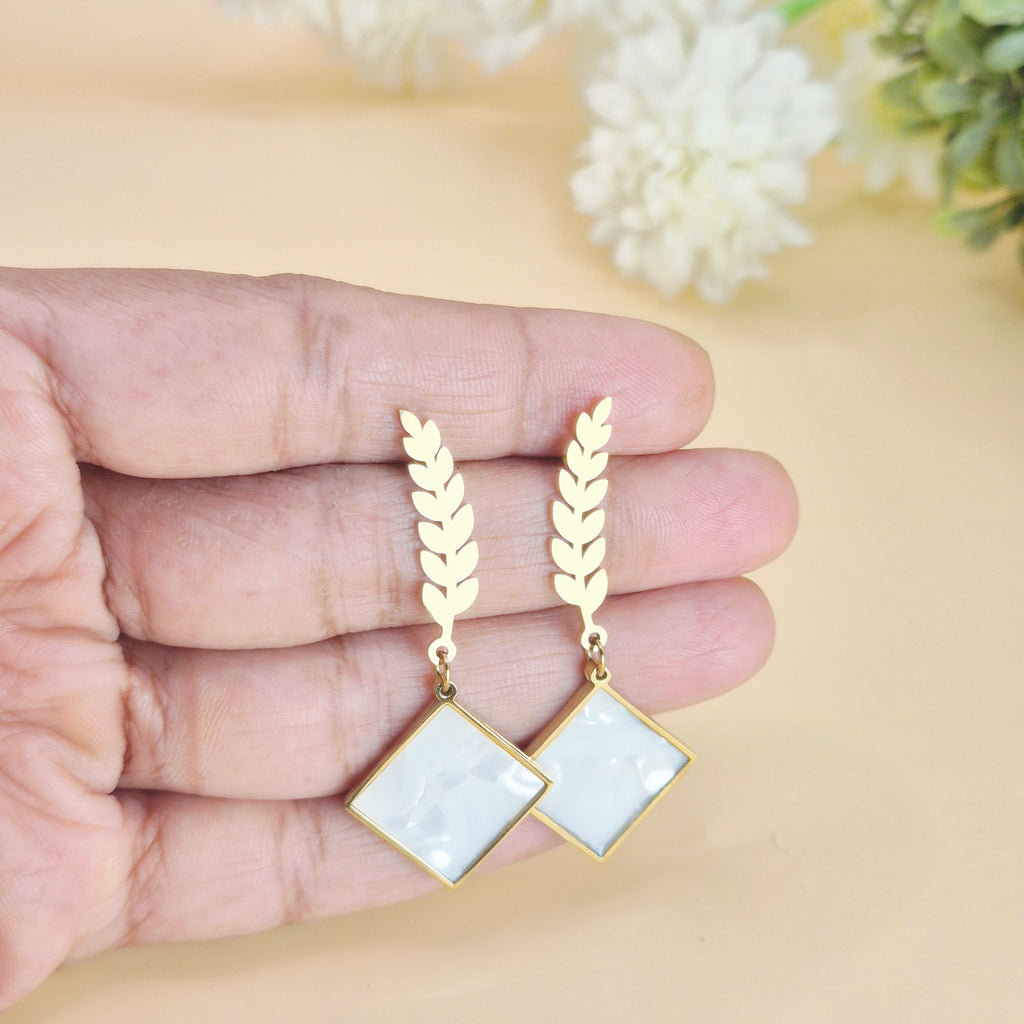 Ivory Leaf Drop Earrings