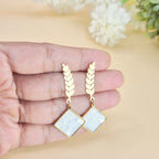 Ivory Leaf Drop Earrings