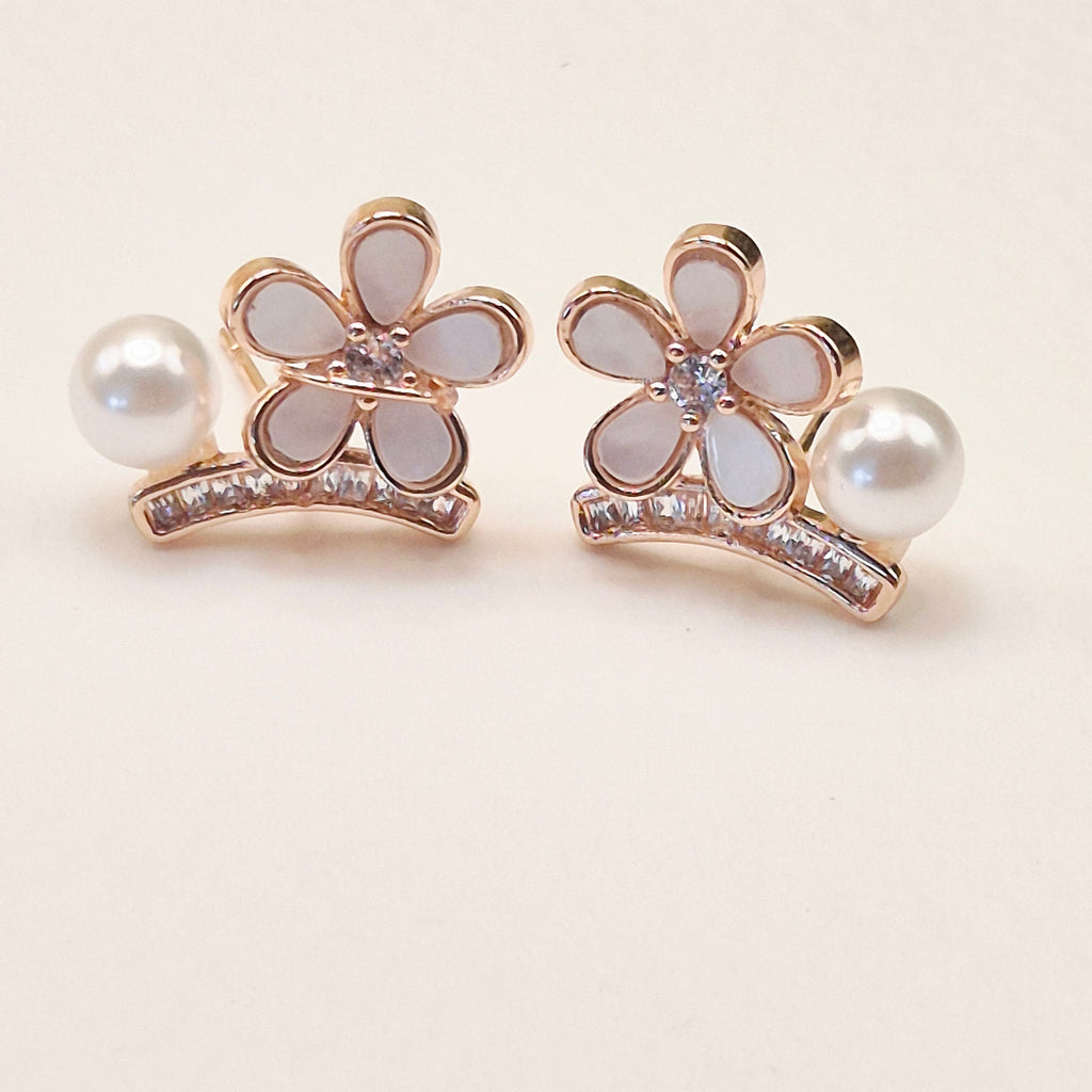 Pearl Bloom Floral Stud Earrings