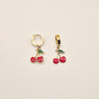 Cherry Charm Mini Hoop Earrings