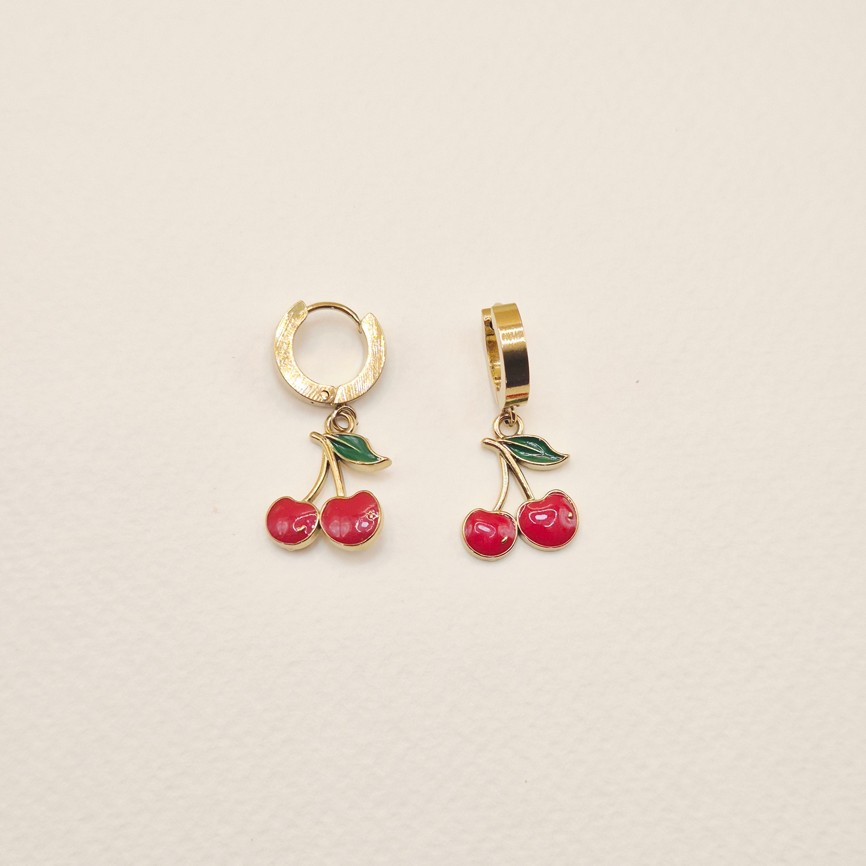 Cherry Charm Mini Hoop Earrings