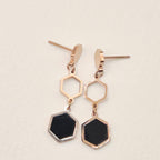 Black Hex Drop Earrings